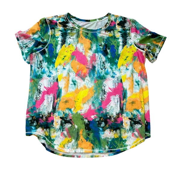 Lululemon High-Neck Running and Training T-ShirtNo Limits White Multi size 8 - Picture 2 of 7